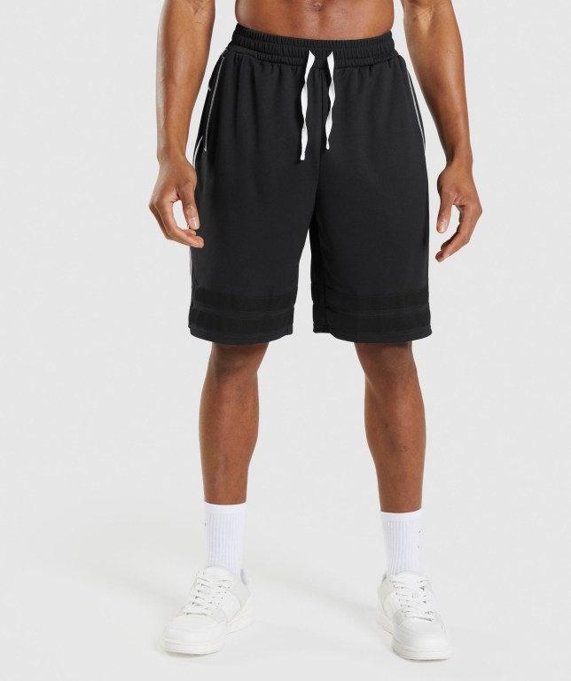 Bermudas Gymshark Recess Basketball Hombre Negros Blancos | FUXzzf1GTLR