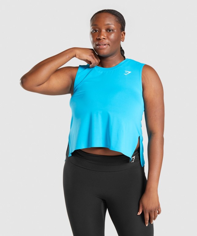 Camiseta De Tirantes Para Correr Gymshark Entrenamiento Midi Mujer Azules | aHe1Auoazqu