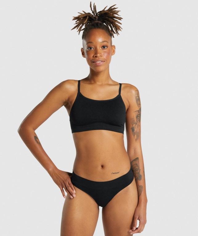 Ropa Interior Gymshark Seamless High Neck Bralette Mujer Negros | iUxj8OyUeam