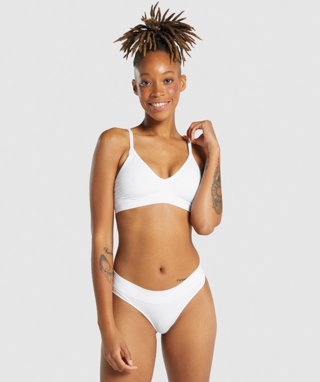 Ropa Interior Gymshark Seamless Low Neck Bralette Mujer Blancos | vVCW9f2Mjs7