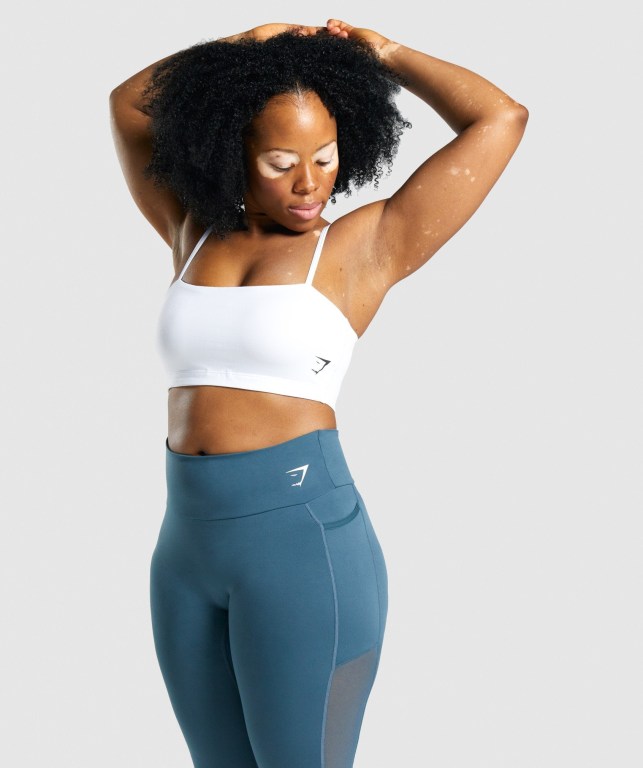 Sujetadores Deportivos Gymshark Entrenamiento Bandeau Mujer Blancos | 1WZGNZR7HeN