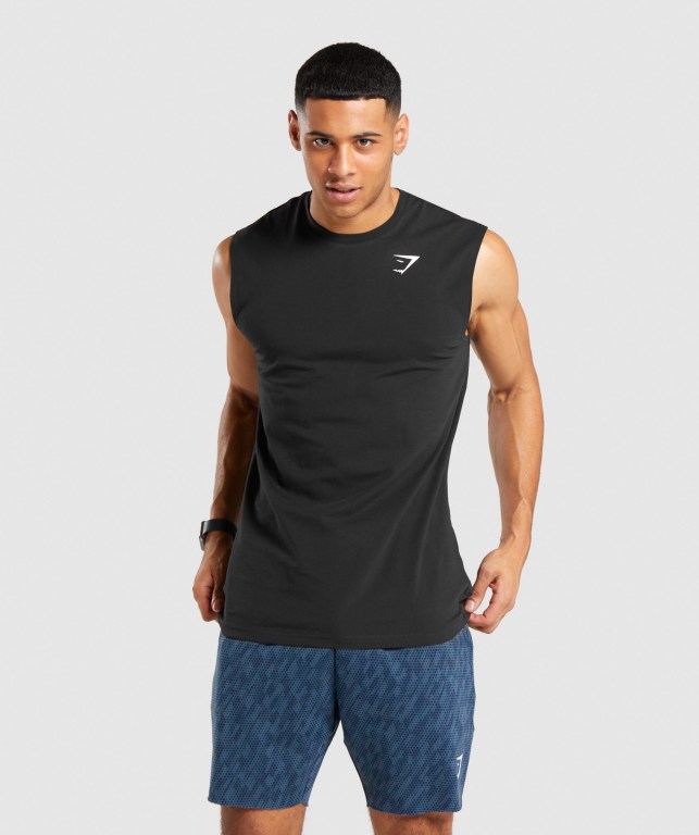 Tank Top Gymshark Critical Sin Manga Hombre Negros | Cxs2FCCEooj